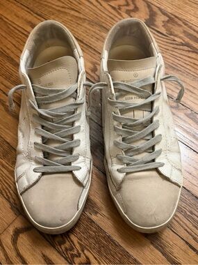 Golden Goose Leather Sneakers in Light Gray / White